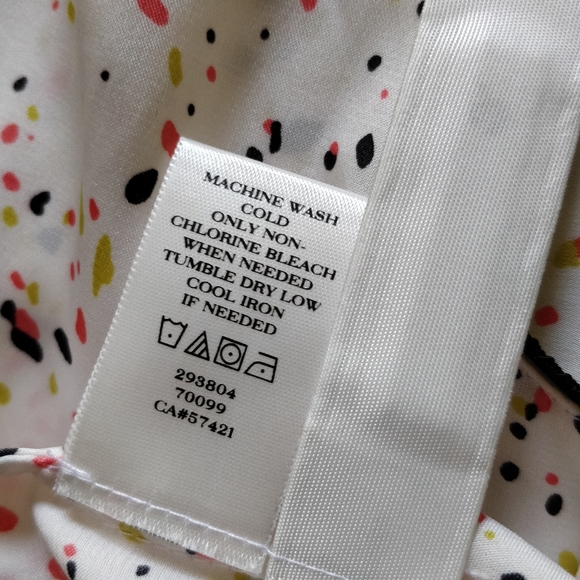 Ann Taylor White Paint Splatter Pleat Front Blouse - Picture 8 of 8